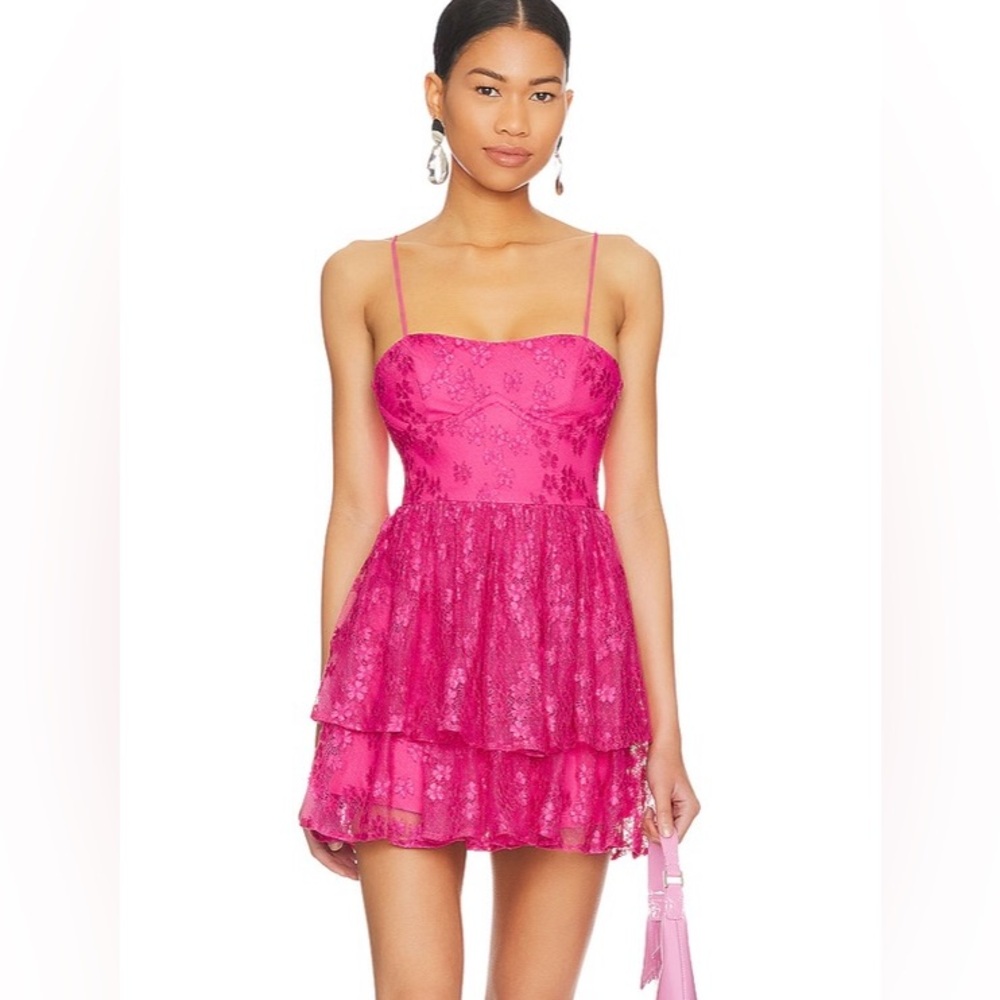 Lovers and Friends Jia Mini Dress in Electric Pink Floral